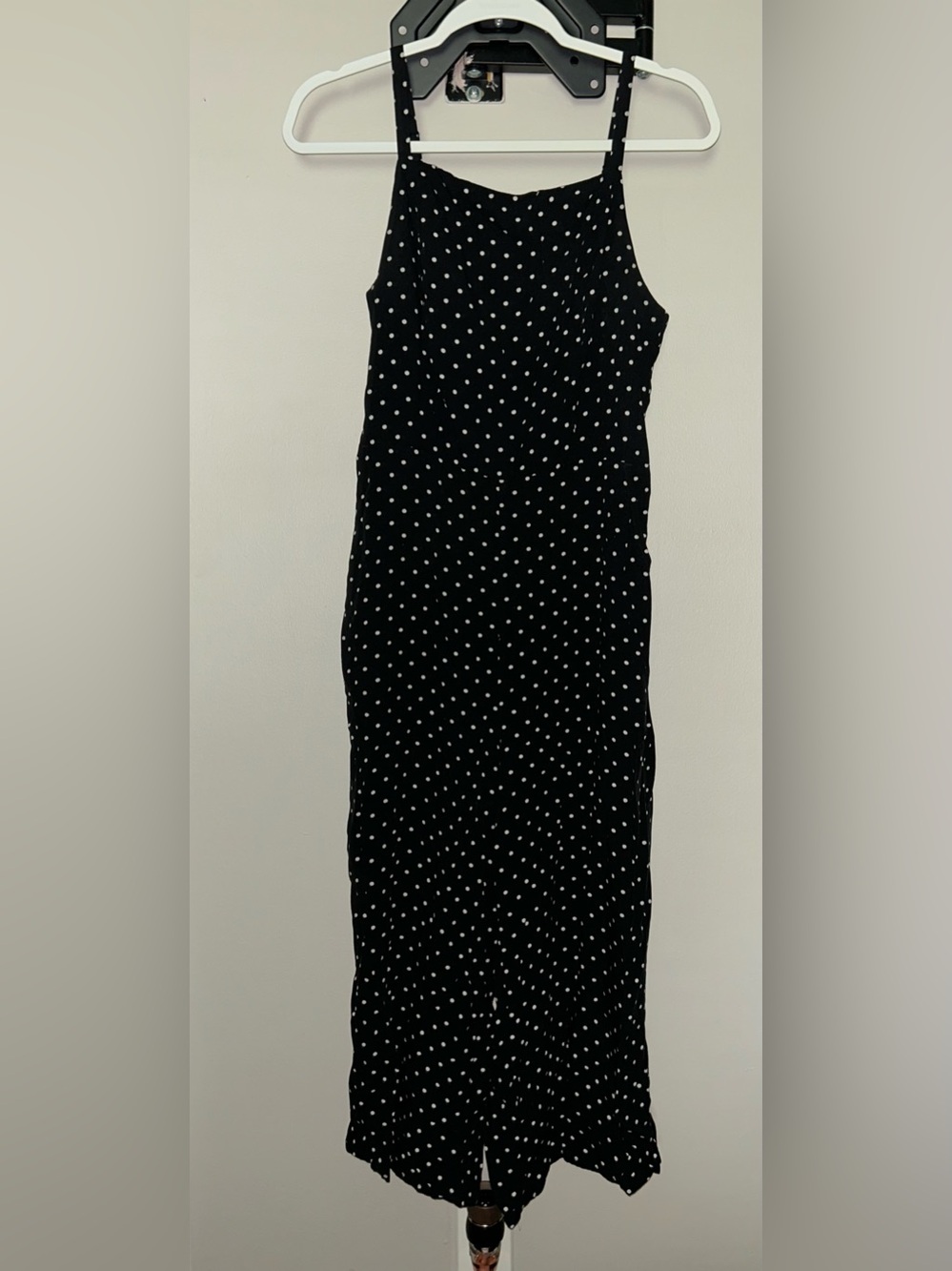 Old Navy Black with White Polka Dot Spaghetti-Strap Jumpsuit
